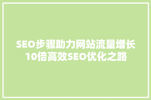 SEO步骤助力网站流量增长10倍高效SEO优化之路