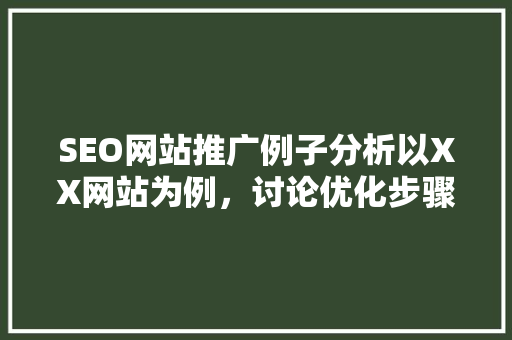 SEO网站推广例子分析以XX网站为例，讨论优化步骤与效果