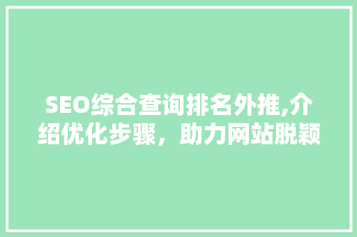 SEO综合查询排名外推,介绍优化步骤，助力网站脱颖而出