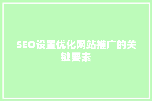 SEO设置优化网站推广的关键要素