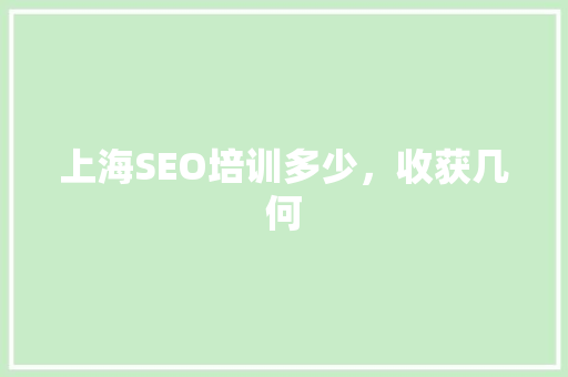 上海SEO培训多少，收获几何