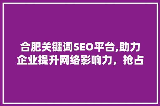 合肥关键词SEO平台,助力企业提升网络影响力，抢占市场先机