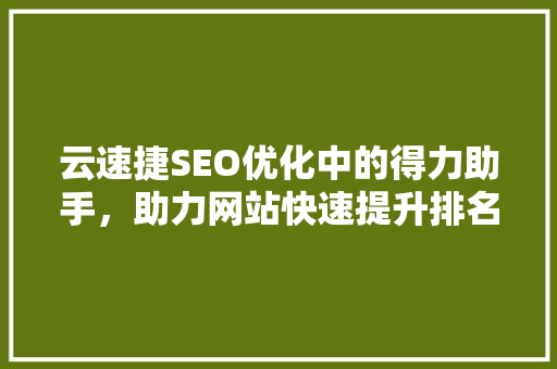 云速捷SEO优化中的得力助手，助力网站快速提升排名