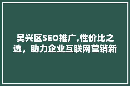 吴兴区SEO推广,性价比之选，助力企业互联网营销新篇章