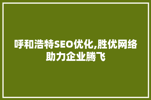呼和浩特SEO优化,胜优网络助力企业腾飞