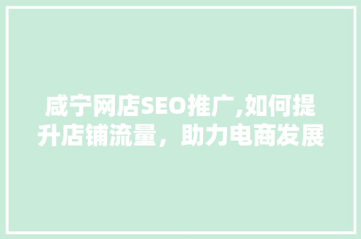 咸宁网店SEO推广,如何提升店铺流量，助力电商发展  第1张