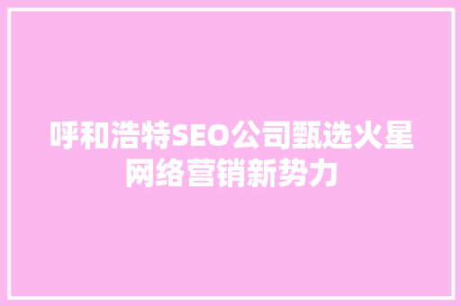 呼和浩特SEO公司甄选火星网络营销新势力  第1张