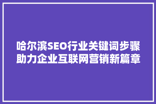 哈尔滨SEO行业关键词步骤助力企业互联网营销新篇章  第1张