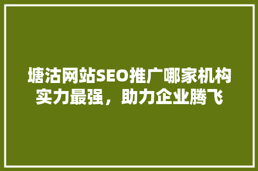 塘沽网站SEO推广哪家机构实力最强，助力企业腾飞