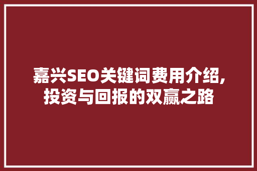 嘉兴SEO关键词费用介绍,投资与回报的双赢之路