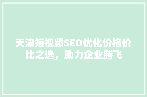 天津短视频SEO优化价格价比之选，助力企业腾飞