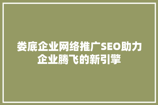 娄底企业网络推广SEO助力企业腾飞的新引擎