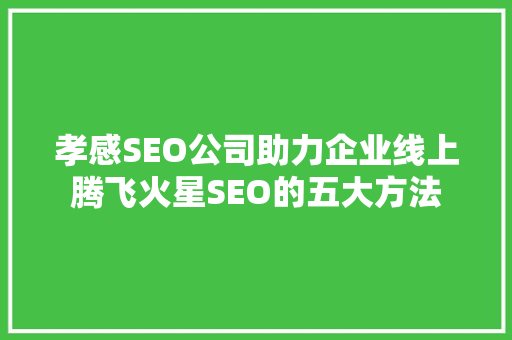 孝感SEO公司助力企业线上腾飞火星SEO的五大方法