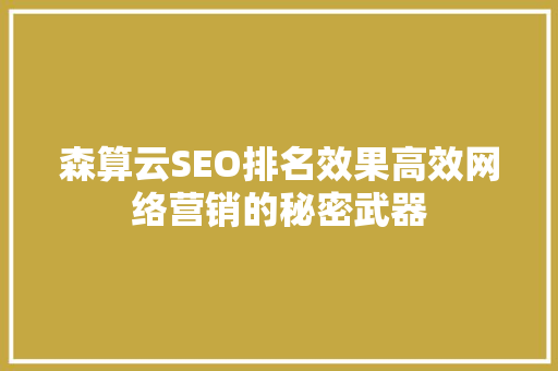森算云SEO排名效果高效网络营销的秘密武器