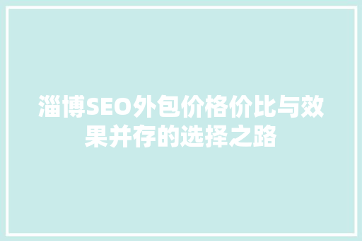 淄博SEO外包价格价比与效果并存的选择之路