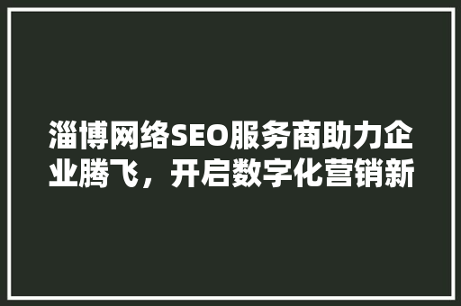 淄博网络SEO服务商助力企业腾飞，开启数字化营销新篇章