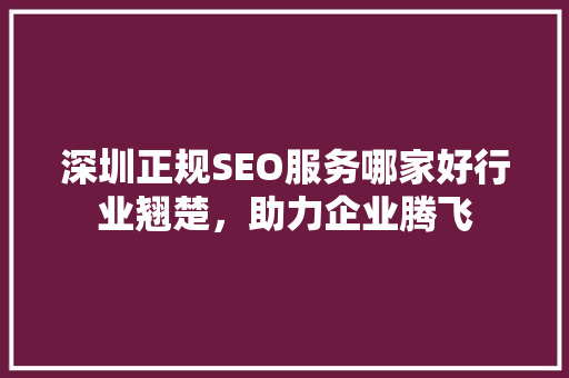 深圳正规SEO服务哪家好行业翘楚，助力企业腾飞