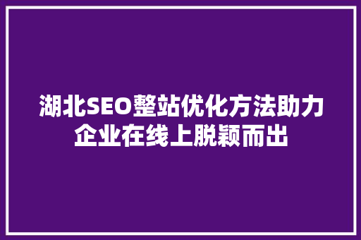 湖北SEO整站优化方法助力企业在线上脱颖而出