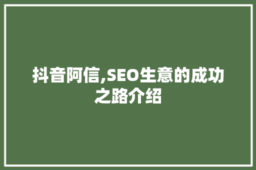 抖音阿信,SEO生意的成功之路介绍  第1张