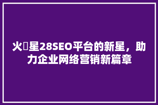 火亅星28SEO平台的新星，助力企业网络营销新篇章