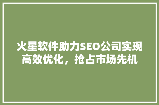 火星软件助力SEO公司实现高效优化，抢占市场先机