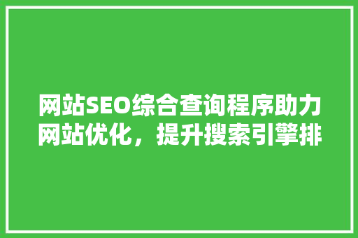 网站SEO综合查询程序助力网站优化，提升搜索引擎排名