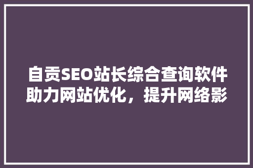 自贡SEO站长综合查询软件助力网站优化，提升网络影响力