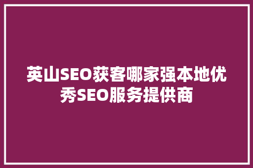英山SEO获客哪家强本地优秀SEO服务提供商