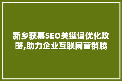 新乡获嘉SEO关键词优化攻略,助力企业互联网营销腾飞