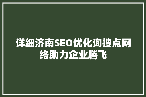 详细济南SEO优化询搜点网络助力企业腾飞