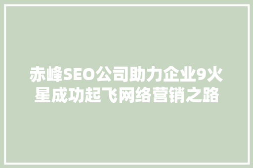 赤峰SEO公司助力企业9火星成功起飞网络营销之路