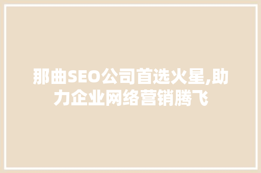 那曲SEO公司首选火星,助力企业网络营销腾飞