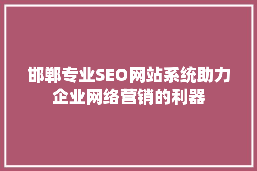 邯郸专业SEO网站系统助力企业网络营销的利器