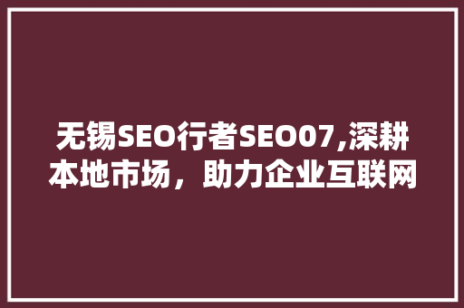 无锡SEO行者SEO07,深耕本地市场，助力企业互联网转型
