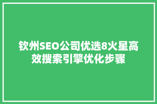 钦州SEO公司优选8火星高效搜索引擎优化步骤