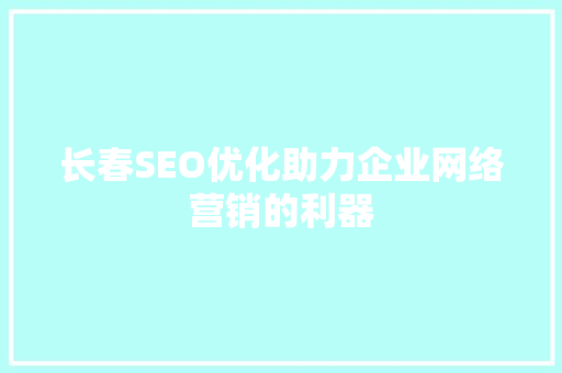 长春SEO优化助力企业网络营销的利器