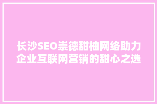 长沙SEO崇德甜柚网络助力企业互联网营销的甜心之选