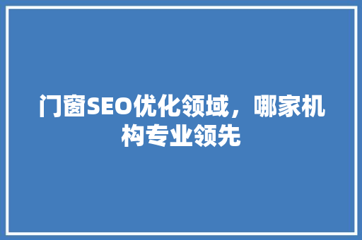 门窗SEO优化领域，哪家机构专业领先