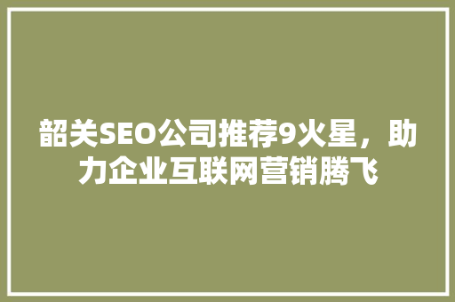 韶关SEO公司推荐9火星，助力企业互联网营销腾飞