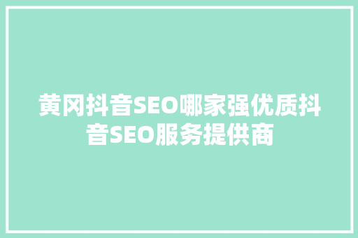 黄冈抖音SEO哪家强优质抖音SEO服务提供商