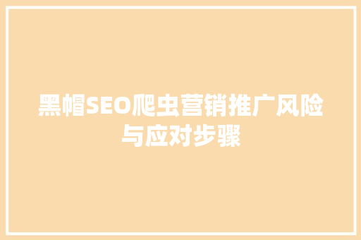黑帽SEO爬虫营销推广风险与应对步骤