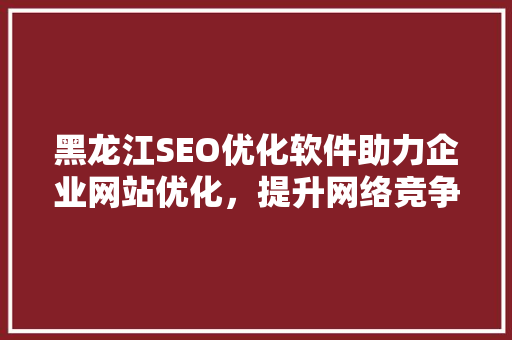 黑龙江SEO优化软件助力企业网站优化，提升网络竞争力
