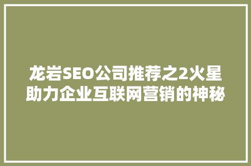 龙岩SEO公司推荐之2火星助力企业互联网营销的神秘力量