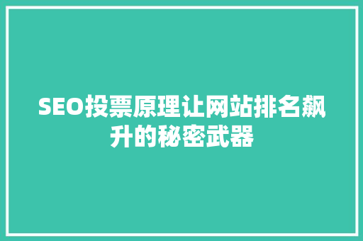 SEO投票原理让网站排名飙升的秘密武器  第1张