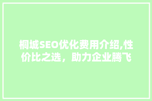 桐城SEO优化费用介绍,性价比之选，助力企业腾飞  第1张