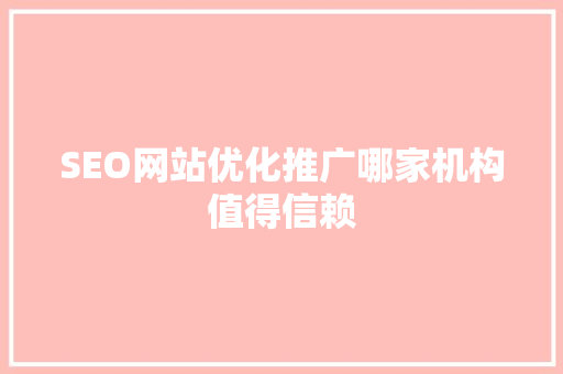 SEO网站优化推广哪家机构值得信赖