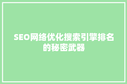 SEO网络优化搜索引擎排名的秘密武器