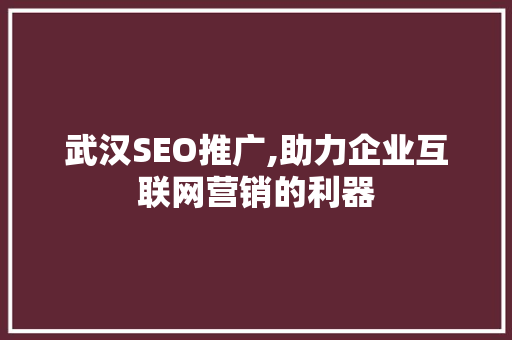 武汉SEO推广,助力企业互联网营销的利器
