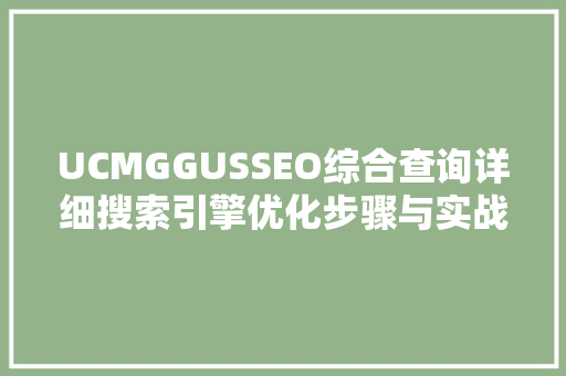 UCMGGUSSEO综合查询详细搜索引擎优化步骤与实战方法