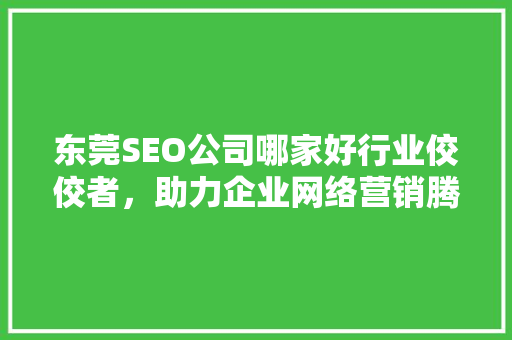 东莞SEO公司哪家好行业佼佼者，助力企业网络营销腾飞